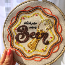 Wish you were beer. Lettering, and Embroider project by Cata Losada - 12.15.2018