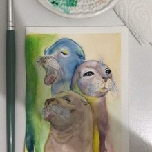 Big Seal - Watercolor 💓🦭. Traditional illustration, Painting, Watercolor Painting, Portrait Illustration, Children's Illustration, Ink Illustration, Editorial Illustration, and Children's Literature project by Jussara Dvier - 03.22.2024