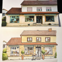 Mein restaurierter Shop :-)  Ein Projekt aus dem Bereich Malerei, Zeichnung, Aquarellmalerei und Architektonische Illustration von watercolorpassionart - 27.03.2024