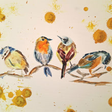 My project for course: Artistic Watercolor Techniques for Illustrating Birds. Ilustração tradicional, Pintura em aquarela, Desenho realista e Ilustração naturalista projeto de Kate - 27.03.2024