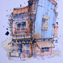 My project for course: Expressive Architectural Sketching with Colored Markers. Sketching, Drawing, Architectural Illustration, Sketchbook & Ink Illustration project by Edin Jahic - 02.05.2024