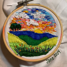 My project for course: Design and create a 'stained glass' embroidery. Traditional illustration, Embroider, Textile Illustration, and Textile Design project by jacridland - 03.30.2024