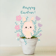Happy Easter Bunny Animation. Animação, Animação 2D, Ilustração digital e Ilustração animada projeto de Valentina Golubeva - 30.03.2024