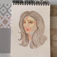Il mio progetto del corso: Ritratti vivaci con matite colorate. Drawing, Portrait Drawing, Sketchbook, and Colored Pencil Drawing project by givarevi - 04.01.2024