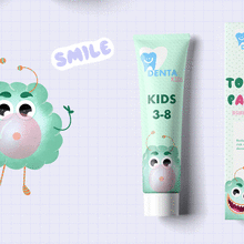 Packaging design and characters for tooth paste. Design de personagens, Packaging, Design de produtos, e Desenho projeto de Kristina Gabdullina - 01.04.2024