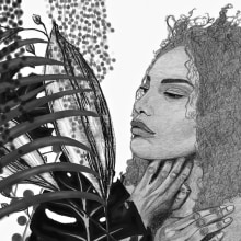 Mixed media artwork - using graphite pencil and digital drawing. Un proyecto de Artesanía, Bellas Artes, Creatividad, Dibujo a lápiz, Dibujo y Dibujo de Retrato de Karen Bjarnadóttir - 01.04.2024