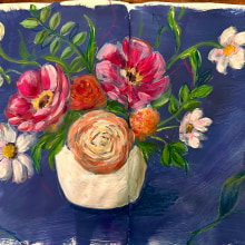 My project for course: Expressive Floral Painting with Acrylic Paint. Un proyecto de Bellas Artes, Pintura, Pintura acrílica e Ilustración botánica de Marianne Noiman - 01.04.2024