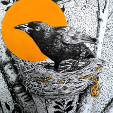 Meu projeto do curso: Ilustração realista de aves com elementos imaginativos. Desenho a lápis, Desenho, Ilustração com tinta e Ilustração naturalista projeto de Giselle Paiva - 01.04.2024