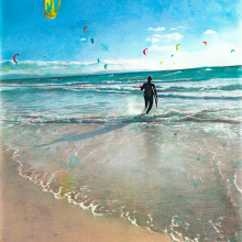Man kitesurfing realistic portrait drawing. Traditional illustration, Fine Arts, L, scape Architecture, Creativit, Pencil Drawing, Drawing, Portrait Illustration, Portrait Drawing, Realistic Drawing, Artistic Drawing, Figure Drawing, Ink Illustration, Editorial Illustration, Naturalistic Illustration, and Colored Pencil Drawing project by Mentiradeloro Esther Cuesta - 03.29.2024