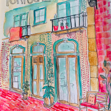 My project for course: Watercolor Urban Illustration: Portray your City. Pintura, Desenho, Pintura em aquarela e Ilustração arquitetônica projeto de Nancy Poulin - 05.04.2024