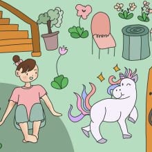 My project for course: Creating Characters for Children's Stories with Procreate - the girl with her unicorn. Traditional illustration, Character Design, Digital Illustration, Children's Illustration, and Digital Drawing project by Nur Annisa Rizkita K - 04.06.2024