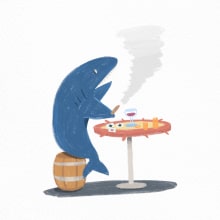 A Gambling Shark. Character Design, Digital Illustration, and Children's Illustration project by Deok Young Kim - 04.06.2024