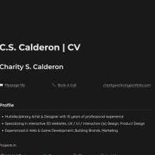 My Online CV. UX / UI, Information Architecture, Web Design, Web Development, and Portfolio Development project by Charity Calderon - 04.06.2024