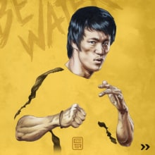 Bruce Lee Poster. Un progetto di Postproduzione fotografica, Disegno a matita e Disegno di Geter Andreotti - 09.04.2024