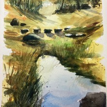 My project for course: Natural Landscapes in Watercolor. Un progetto di Belle arti, Pittura e Pittura ad acquerello di Sonia Maltais - 07.04.2024