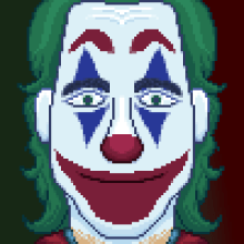Retrato Joker (2019) Pixel Art. Digital Illustration, and Pixel Art project by Lucas Moreno - 04.11.2024