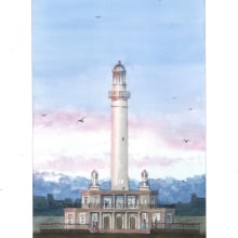 First Lighthouse of Oostende. Architecture, Sketching, Pencil Drawing, Drawing, and Architectural Illustration project by Philip Vandenbussche - 04.13.2024
