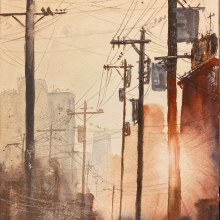 Sunset in the City. Artes plásticas, Pintura, e Pintura em aquarela projeto de Wendy Kahle - 14.04.2024