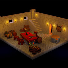 Diorama sala de armas. Un proyecto de 3D, Modelado 3D, Videojuegos y Concept Art de Frigga Gallardo - 16.04.2024