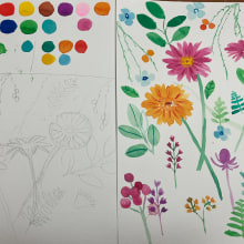 My project for course: Vibrant Floral Patterns with Watercolors. Un proyecto de Ilustración tradicional, Pattern Design, Pintura a la acuarela e Ilustración botánica de elizcampos.silva - 17.04.2024