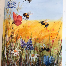 Meadow scene. Traditional illustration project by Sylvia Thorp - 04.17.2024