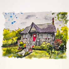 Lost houses of Vancouver. Watercolor Painting & Ink Illustration project by Lindsey lind - 04.18.2024