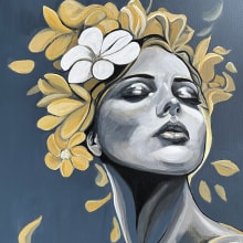 Flowers acrylic painting 60x80cm. Un proyecto de Artesanía y Bellas Artes de Thomas Juulsgaard - 01.04.2024