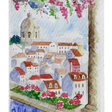 Fachadas de Portugal. Architecture, Fine Arts, Painting, and Watercolor Painting project by SIMONE VIEGAS - 04.20.2024