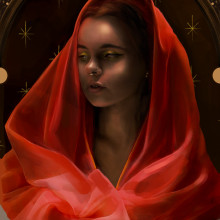 The Huntress ("Little Red Ridding Hood" inspired). Een project van  Beeldende kunst, Schilderij, Digitale illustratie, Stor, telling, Portfoliobeheer, Portretillustratie,  Concept art y  Digitaal schilderij van David - 10.10.2023