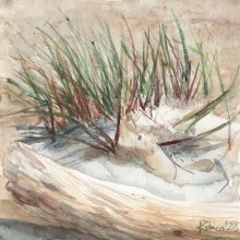 Sandy beach. Traditional illustration, and Watercolor Painting project by Maja Kubica - 04.21.2024
