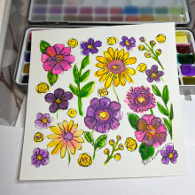My project for course: Vibrant Floral Patterns with Watercolors. Un progetto di Illustrazione tradizionale, Pattern design, Pittura ad acquerello e Illustrazione botanica di Julia Rudens - 21.04.2024