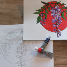 Il mio progetto del corso: Creazione di pattern botanici a partire da un disegno. Ilustração digital, Ilustração botânica, e Desenho digital projeto de Cristina Savian - 21.04.2024