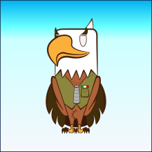 Esteban Rapaz: ¡El águila militar!. Un proyecto de Diseño, Diseño de personajes, Ilustración vectorial e Ilustración digital de Cesar Arturo Kuroki Tupayachi - 22.04.2024