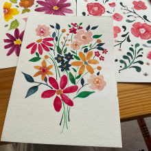 My project for course: Vibrant Floral Patterns with Watercolors. Un projet de Illustration traditionnelle, Création de motifs, Aquarelle et Illustration botanique de Diana - 19.04.2024