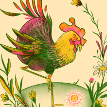 The Rooster & The Pearl: Picturebook Illustration: Explore Color and Composition. Traditional illustration, Pencil Drawing, Drawing, Digital Illustration, Children's Illustration, Color Theor, and Picturebook project by Marina Moran - 04.21.2024