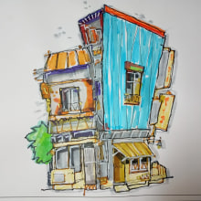 Meu projeto do curso: Desenho arquitetônico expressivo com marcadores coloridos. Esboçado, Desenho, Ilustração arquitetônica, Sketchbook e Ilustração com tinta projeto de Dylan Peruzzo - 25.04.2024