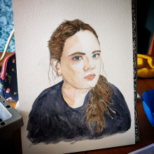 My project for course: Watercolor Portrait from a Photo. Ilustração tradicional, Pintura em aquarela, Ilustração de retrato, e Desenho de retrato projeto de Lou Brown - 25.05.2024