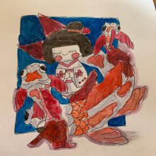 Mi proyecto del curso: Ilustración en acuarela con influencia japonesa. Ilustração tradicional, Desenho, e Pintura em aquarela projeto de Alexandra Silverio - 25.04.2024