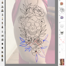 Meu projeto do curso: Tatuagem botânica com pontilhismo. Un proyecto de Ilustración tradicional, Diseño de tatuajes e Ilustración botánica de jessicarodmar - 25.04.2024