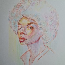 My project for course: Vibrant Portrait Drawing with Colored Pencils. Un progetto di Disegno, Disegno di ritratti, Sketchbook e Disegno con matite colorate di tove_frennberg - 27.04.2024