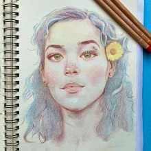 Mi proyecto del curso: Dibujo de retratos llamativos con lápices de colores. Drawing, Portrait Drawing, Sketchbook, and Colored Pencil Drawing project by iguazelcz - 04.28.2024
