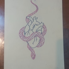 Practica Diseño mediano( serpiente y corazon). Tattoo Design project by Oliver Rodriguez - 04.28.2024