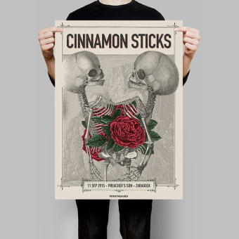 Cinnamon Sticks - Curso Cartelismo ilustrado. Design, Traditional illustration, and Screen Printing project by Borja Cabeza Cabello - 06.09.2015
