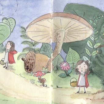 Little Red Riding Hood - lost in Wonderland My project in Narrative Techniques for Illustrated Stories course. Traditional illustration, Watercolor Painting, Stor, telling, Stor, board, Children's Illustration, Narrative, and Fiction Writing project by nerdanel - 04.22.2020