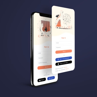 Sign Up/Sign In. UX / UI, e Design de apps projeto de Noelia Wong - 10.08.2020