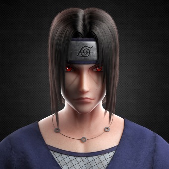 Itachi Uchiha (うちはイタチ). 3D, Rigging, 3D Animation, 3D Modeling, and 3D Character Design project by Maite Gómez García - 01.24.2021