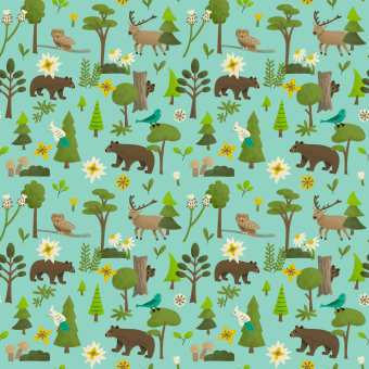 My project «Forêt boréale» for course: Digital Pattern Illustration Inspired by Flora and Fauna. Un proyecto de Ilustración, Pattern Design, Dibujo, Ilustración digital e Ilustración botánica de France Mars - 03.07.2022