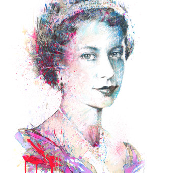 Portrait of Her Majesty Queen Elizabeth II - painted for auction, step by step project. Illustration, Fine Arts, Painting, Sketching, Pencil Drawing, Watercolor Painting & Ink Illustration project by Carne Griffiths - 11.12.2021