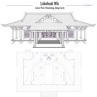 Lotus Pier from Chinese fantasy drama The Untamed (with additional analysis). Traditional illustration, Architecture, Set Design, Architectural Illustration, and Non-Fiction Writing project by Nikki Beadle - 11.08.2022