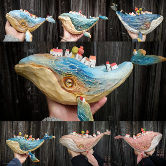 Wooden whale decorations. Character Design, Arts, Crafts, Fine Arts, Watercolor Painting, Interior Decoration, Art To, s, and Woodworking project by Luděk Burian - 02.01.2023